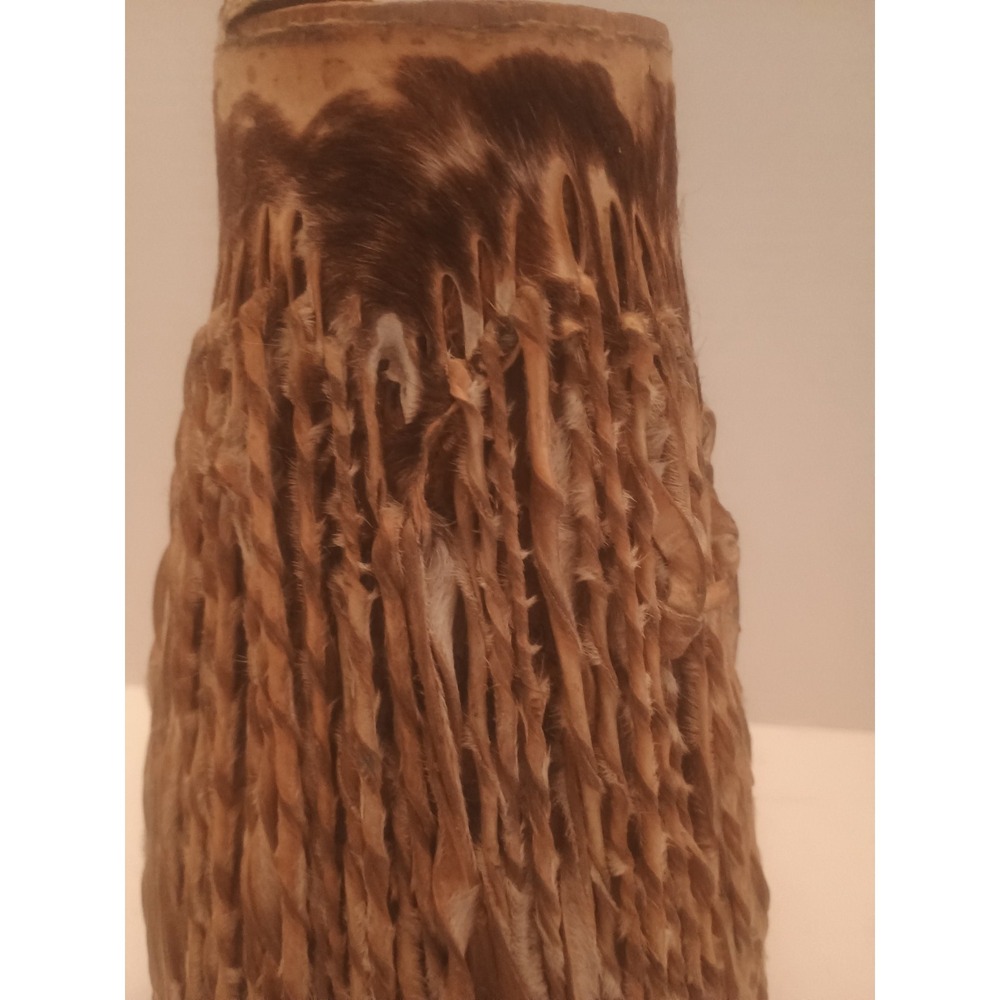 Vintage Native American Animal Hide & Rope Drum 10"H X 6"W - Picture 4 of 4